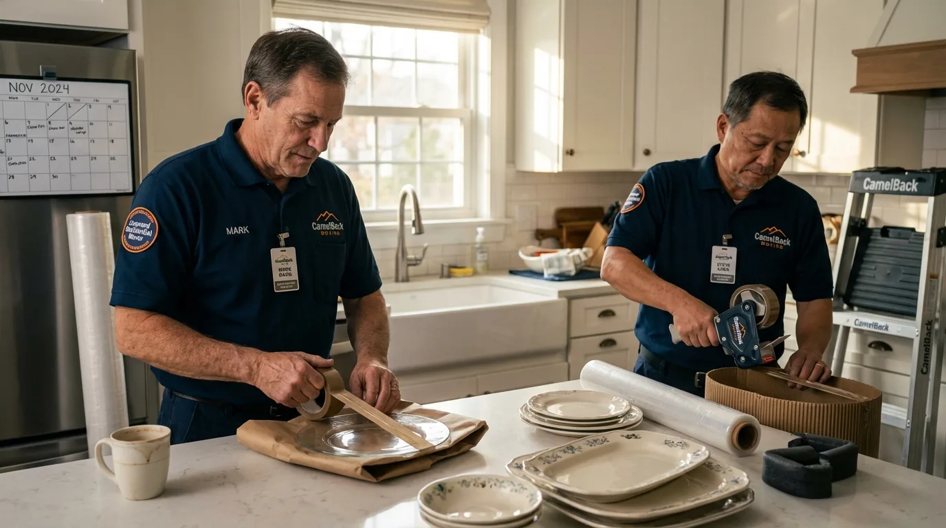 Professional crew packing kitchen dishware in Monte Vista, CO
